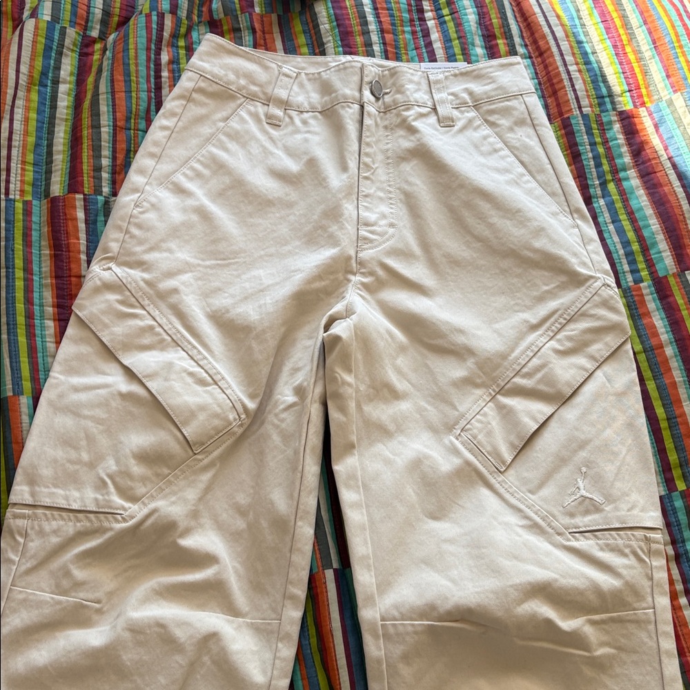 Rare Jordan Cream embroidered cargo pants super nice  extra small nwt